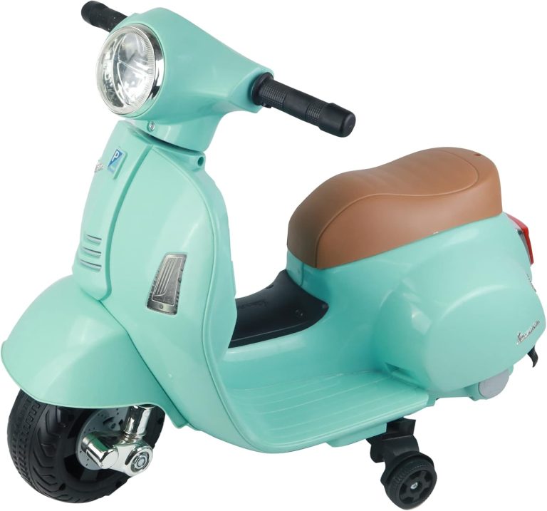 TURBO CHALLENGE - Porteur Vespa GTS lectrique -119151 - Vert d'eau - Batterie 6V + Chargeur USB Inclus - Poids Max 25 Kg -  Partir de 18 Mois