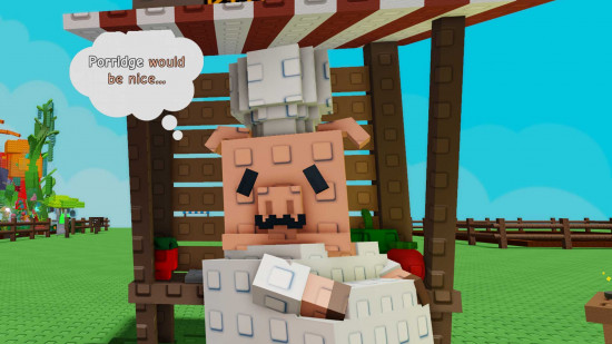 Chris demandant de la porridge dans Grow a Garden