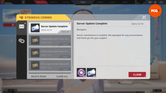 Récompenses des codes Strinova échangées