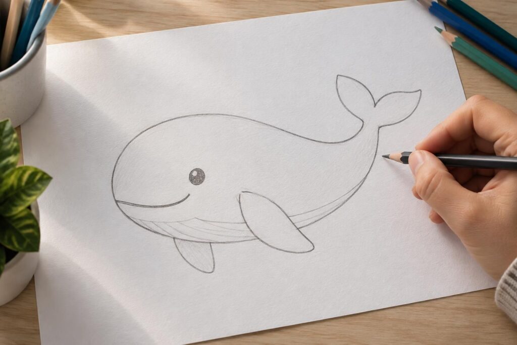 Comment dessiner une baleine en quelques formes simples