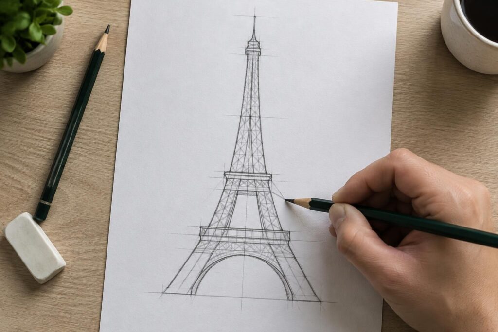 Tour Eiffel dessin, la méthode simple pour la tracer